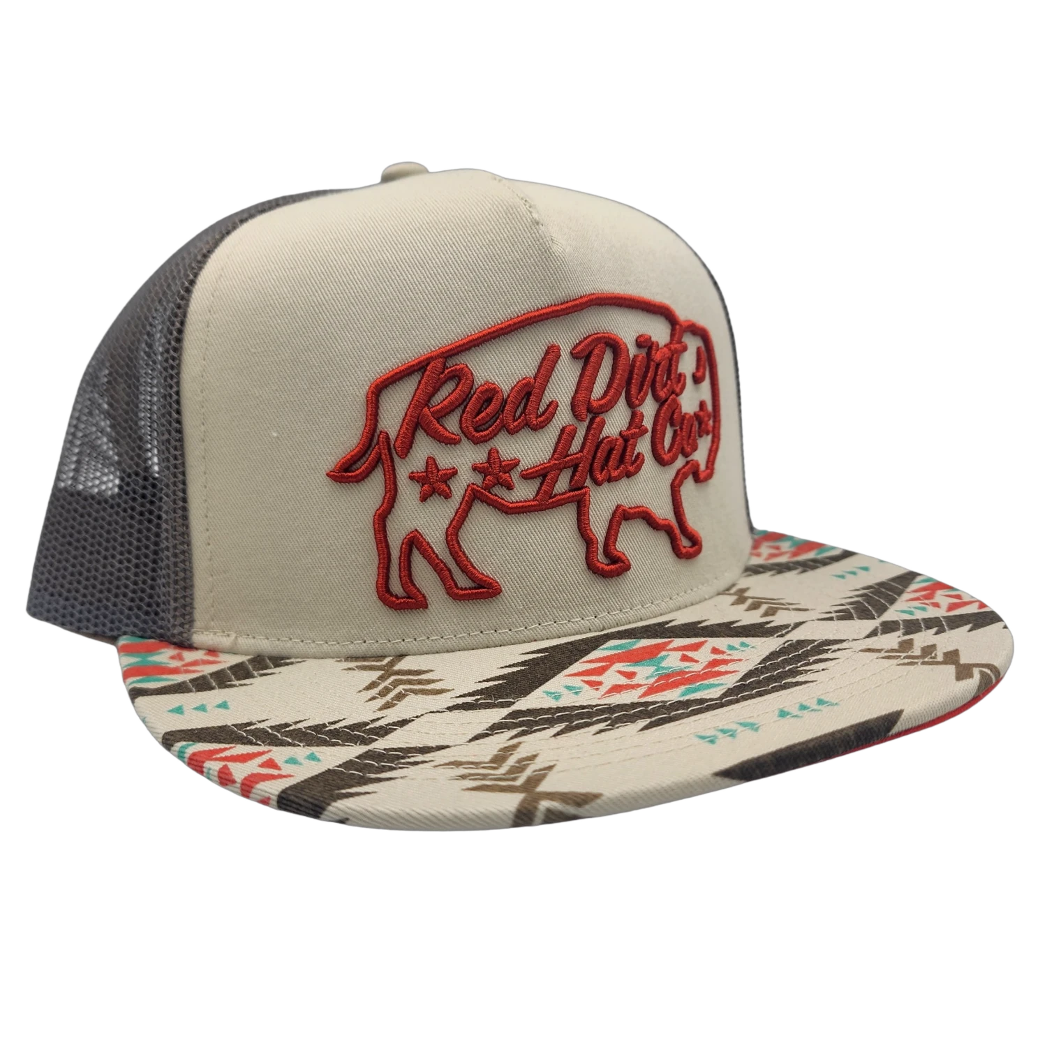Red Dirt Hat Co.® Men's Big Bison Aztec Cream Trucker Cap RDHC271 3 Red Dirt Hat Co.® Men's Big Bison Aztec Cream Trucker Cap RDHC271