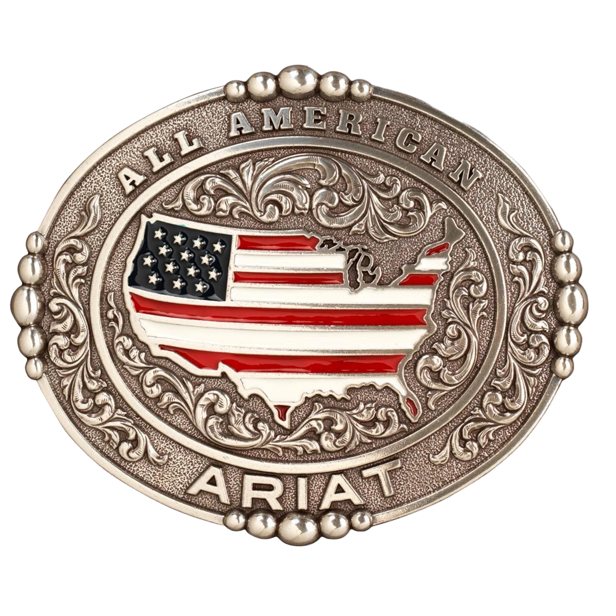 Ariat Men's Oval All American Silver Belt Buckle A37052 3 Ariat Men's Oval All American Silver Belt Buckle A37052