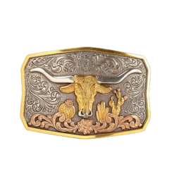 Nocona® Men's Longhorn Cactus Antique Gold & Silver Buckle 37910