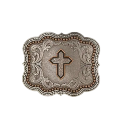 Nocona® Men's Scalloped Copper Cross Antique Silver Buckle 37911