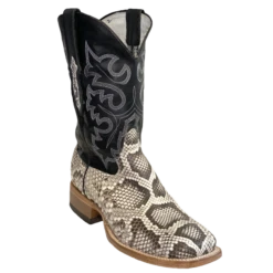 Cowtown Men's Natural Reticulas Python Square Toe Boots Q809
