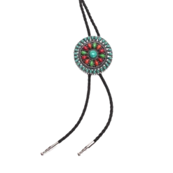 M&F® Unisex Double S Large Multicolored Concho Stone Bolo Tie 22106