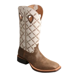 Twisted X Men's Ruff Stock Bomber And White Square Toe Boots MRS0056