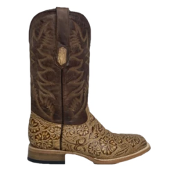 Cowtown® Men's Oryx Hand Floral Tooled Brown Square Toe Boots Q6152