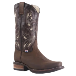 RockinLeather Men's Chocolate Crater Crazy Horse Square Toe Boots 1126