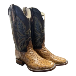 Hondo Men's Cognac Full Quill GenuineBlack Western Boots 1804