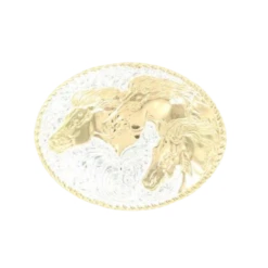 Crumrine® Three HorseheadsRope Edge Silver Belt Buckle C01562