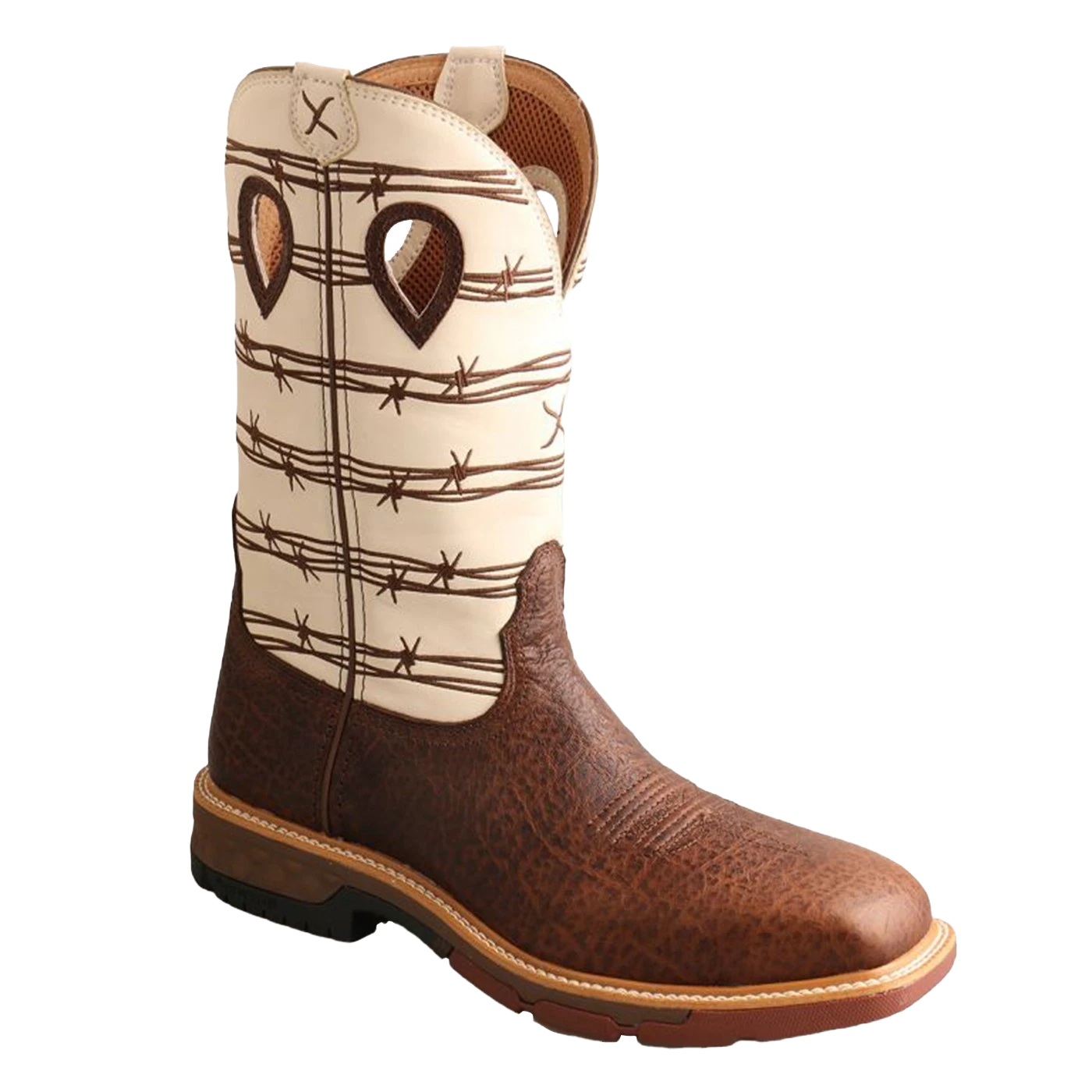 Twisted X Men's 12 Inch Elephant Print & Bone Brown Square Toe Boots MXBA006 2 Twisted X Men's 12 Inch Elephant Print & Bone Brown Square Toe Boots MXBA006