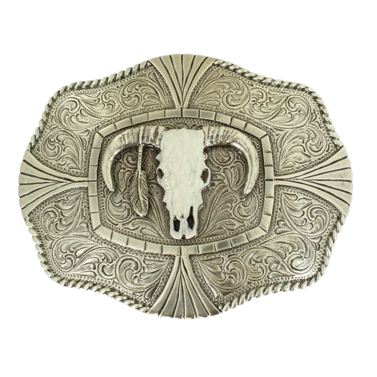 Nocona Engraved Longhorn Skull Belt Buckle 37403 3 Nocona Engraved Longhorn Skull Belt Buckle 37403