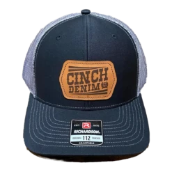 Cinch Men's Black & Grey Mesh Leather Patch Trucker Cap MCC0800011