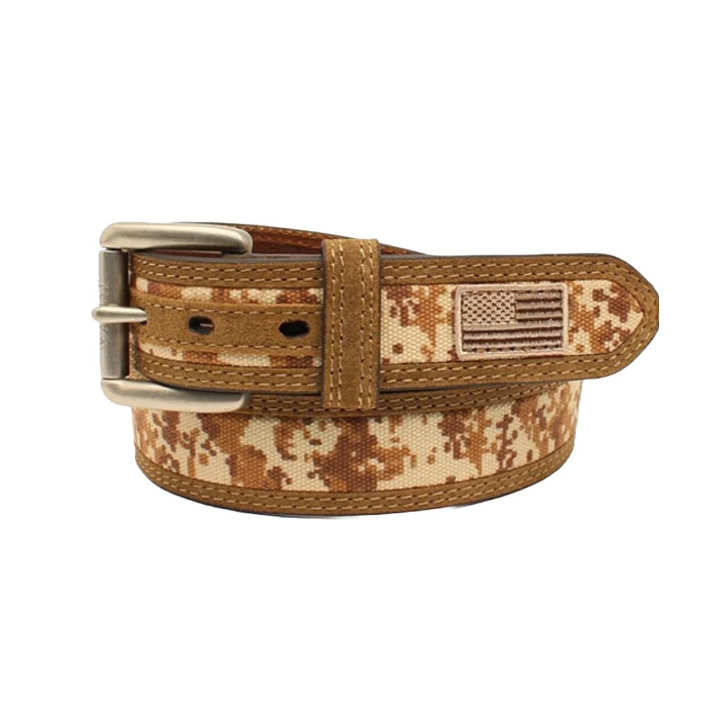 Ariat Men's Digital Camo USA Flag Medium Brown Belt A1035044 3 Ariat Men's Digital Camo USA Flag Medium Brown Belt A1035044