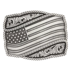 Montana Silversmiths Unisex Silver Waving Flag Attitude Buckle A590S