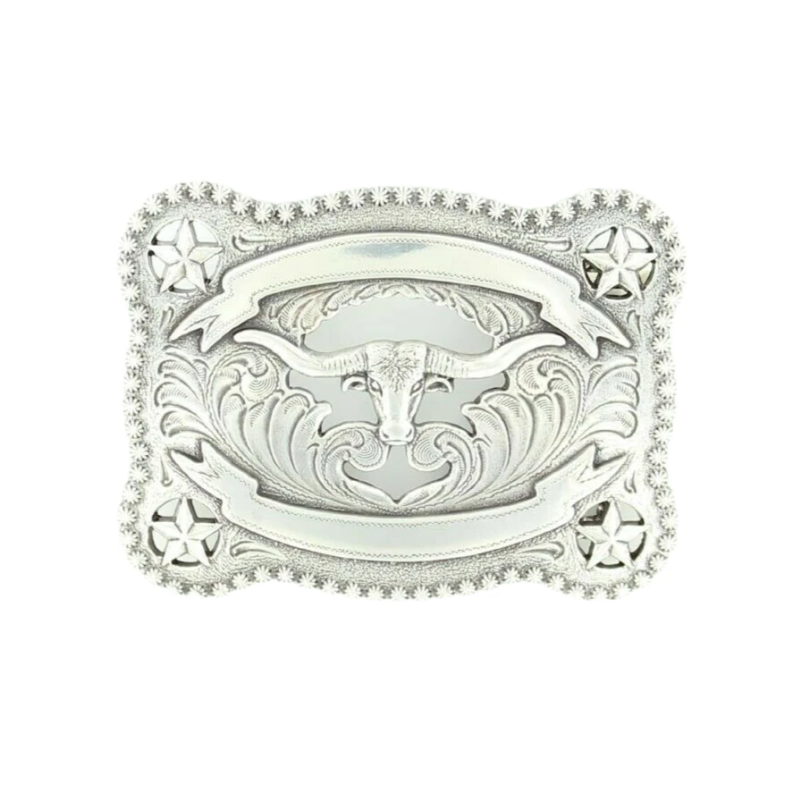 Nocona Silver Rectangular Longhorn Belt Buckle 37580 3 Nocona Silver Rectangular Longhorn Belt Buckle 37580