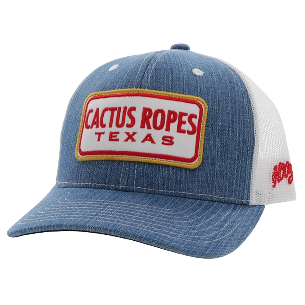 Hooey Men's Cactus Ropes 6-panel Denim & White Trucker Cap CR080 3 Hooey Men's Cactus Ropes 6-panel Denim & White Trucker Cap CR080