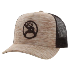 Hooey® Men's Roughy Strap 5-panel Cream & Brown Trucker Cap 4031T-CRBR