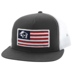 Hooey Men's American Made 5-panel Grey & White Trucker Cap 9711T-GYWH