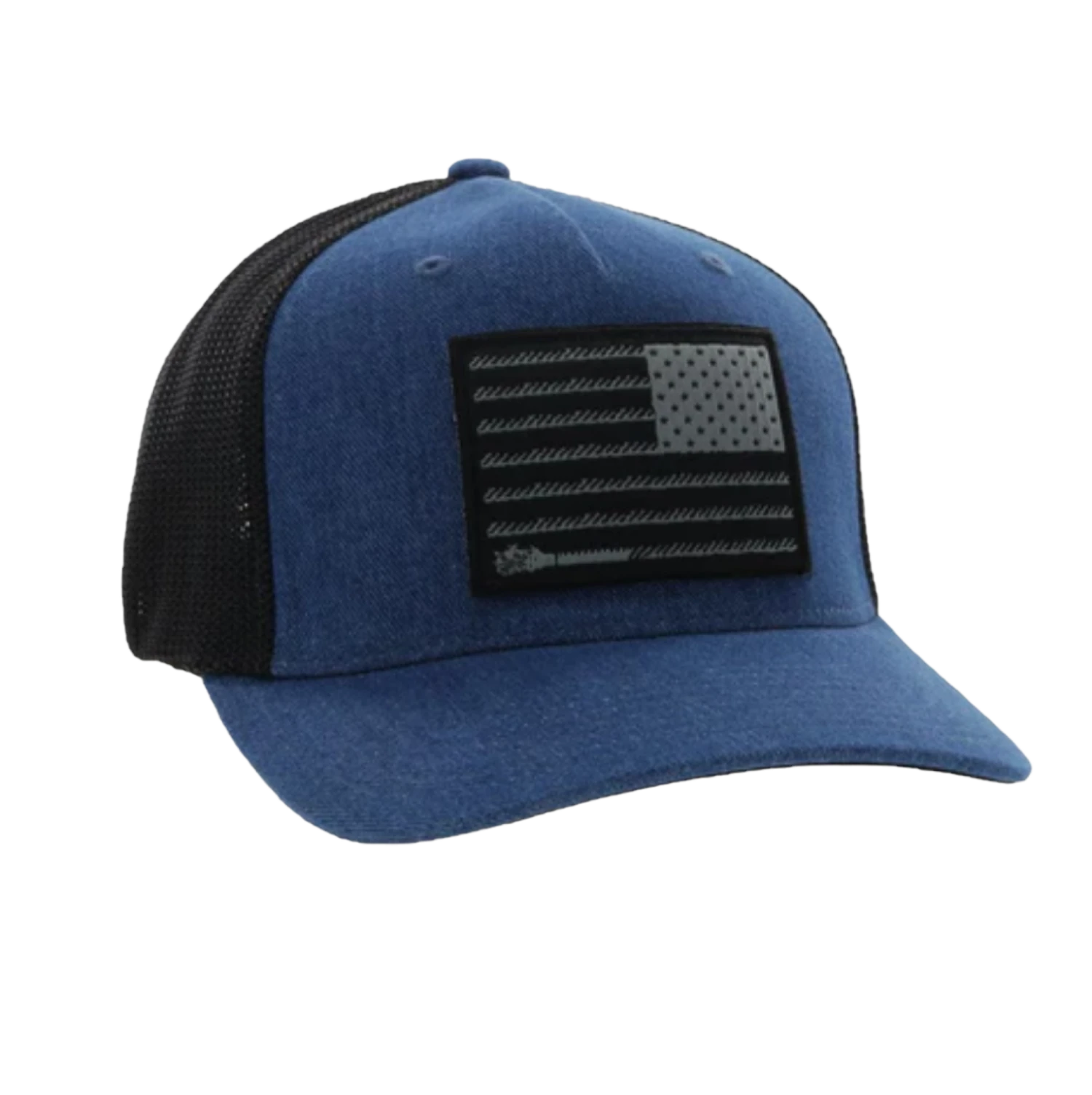 Hooey Men's Liberty Roper 5-panel Denim & Black Flexfit Cap 2210DEBK 3 Hooey Men's Liberty Roper 5-panel Denim & Black Flexfit Cap 2210DEBK