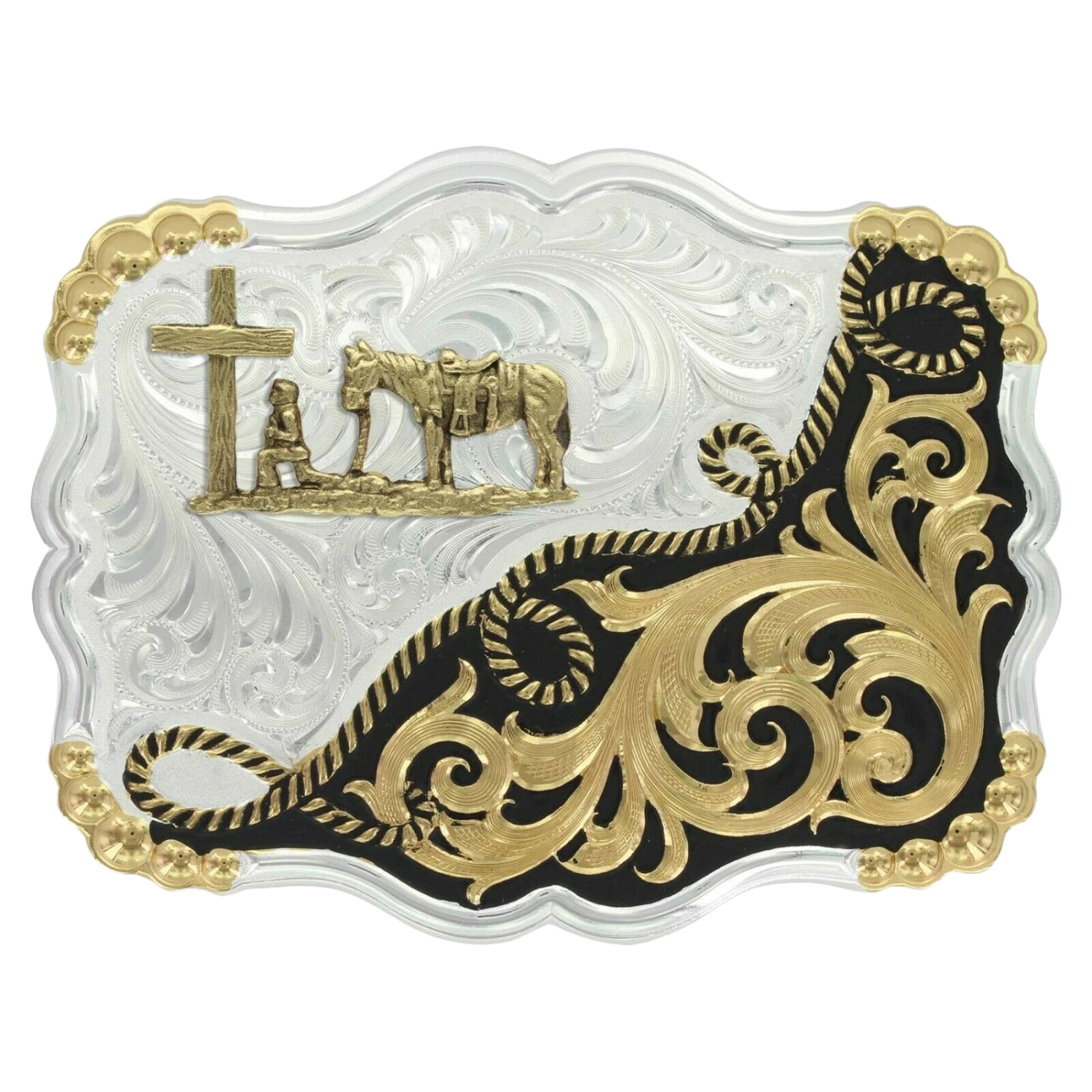 Montana Silversmiths Two Tone Buckle With Christian Cowboy 35410YG-731M 3 Montana Silversmiths Two Tone Buckle With Christian Cowboy 35410YG-731M