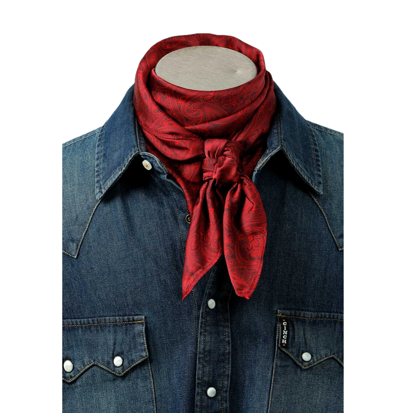 Cinch® Men's Burgundy Paisley Printed Satin Wild Rag MXX1998001 3 Cinch® Men's Burgundy Paisley Printed Satin Wild Rag MXX1998001