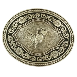 Nocona Silver Scroll & Bull RiderBelt Buckle 37710