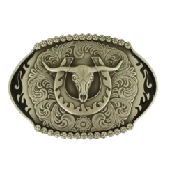 Nocona Mens Silver Longhorn Steer Belt Buckle 37994