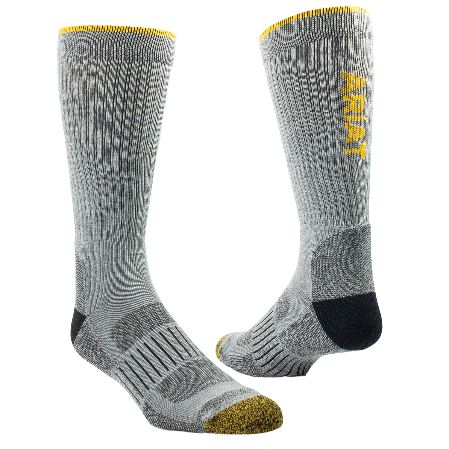 Ariat Men's High Performance Tek 2 Pack Grey Work Socks AR2777-050 3 Ariat Men's High Performance Tek 2 Pack Grey Work Socks AR2777-050