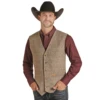 Powder River® Men's Tan Nevada Plaid Wool Vest PRMO98RZZJ-27 -Ariat PRMO98RZZJ 27