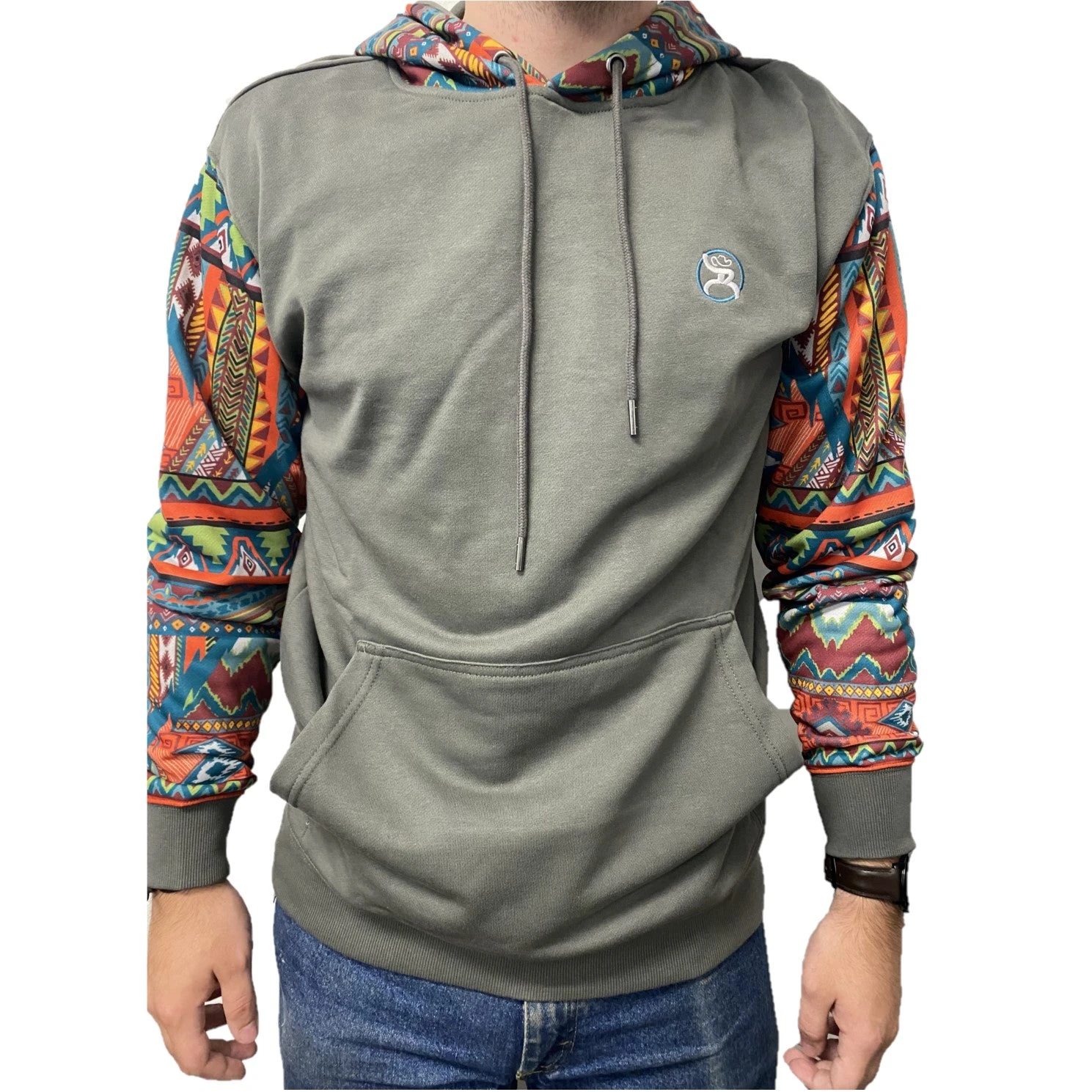 Hooey® Men's Roughy Summit Charcoal & Orange Aztec Hoodie RH1191CHOR 3 Hooey® Men's Roughy Summit Charcoal & Orange Aztec Hoodie RH1191CHOR