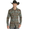 Rock & Roll® Men's Aztec Stripe Poplin Print Snap Shirt RRMSOSRZ17-81 -Ariat RRMSOSRZ17 81