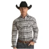 Rough Stock® Men's Geometric Print Black Snap Shirt RSMSOSRYTT-05 -Ariat RSMSOSRYTT 05