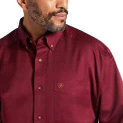 Ariat® Men's Solid Twill Burgundy Long Sleve Button Shirt 10012635 -Ariat S15 MNS WEST 10012635 detail01