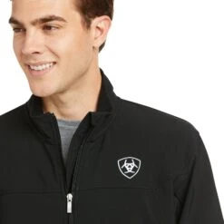 Ariat® Men's New Team Black Full-Zip Softshell Jacket 10019279 -Ariat S17 MNS ENGL 10019279 detail02