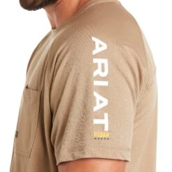 Ariat® Men's Rebar Heat Fighter SS Khaki T-Shirt 10031036 -Ariat S21 MNS WORK 10031036 detail01