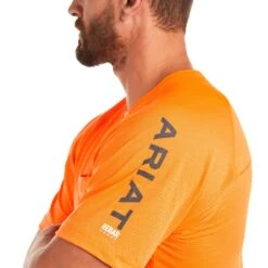 Ariat® Men's Rebar Heat Fighter SS Neon Orange T-Shirt 10031040 -Ariat S21 MNS WORK 10031040 detail01