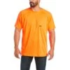 Ariat® Men's Rebar Heat Fighter SS Neon Orange T-Shirt 10031040 -Ariat S21 MNS WORK 10031040 front
