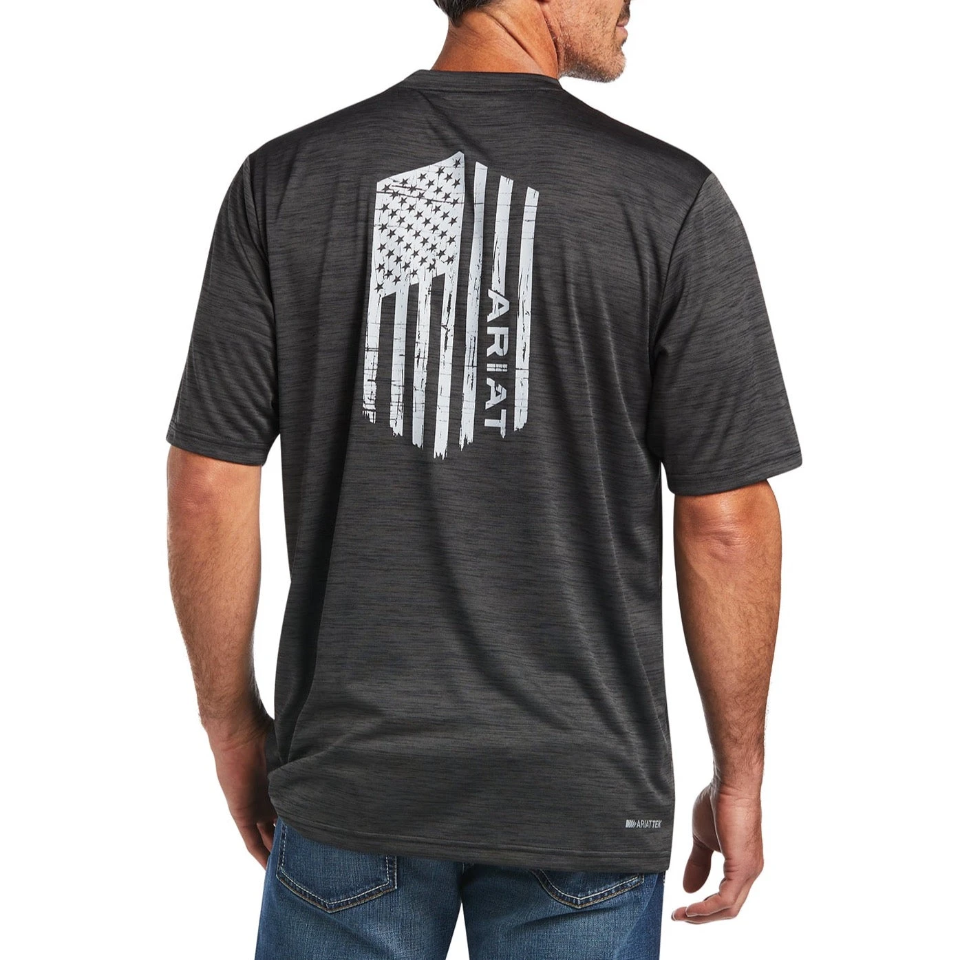 Ariat® Men's Charger Vertical Flag Charcoal Short Sleeve Tee 10039553 3 Ariat® Men's Charger Vertical Flag Charcoal Short Sleeve Tee 10039553