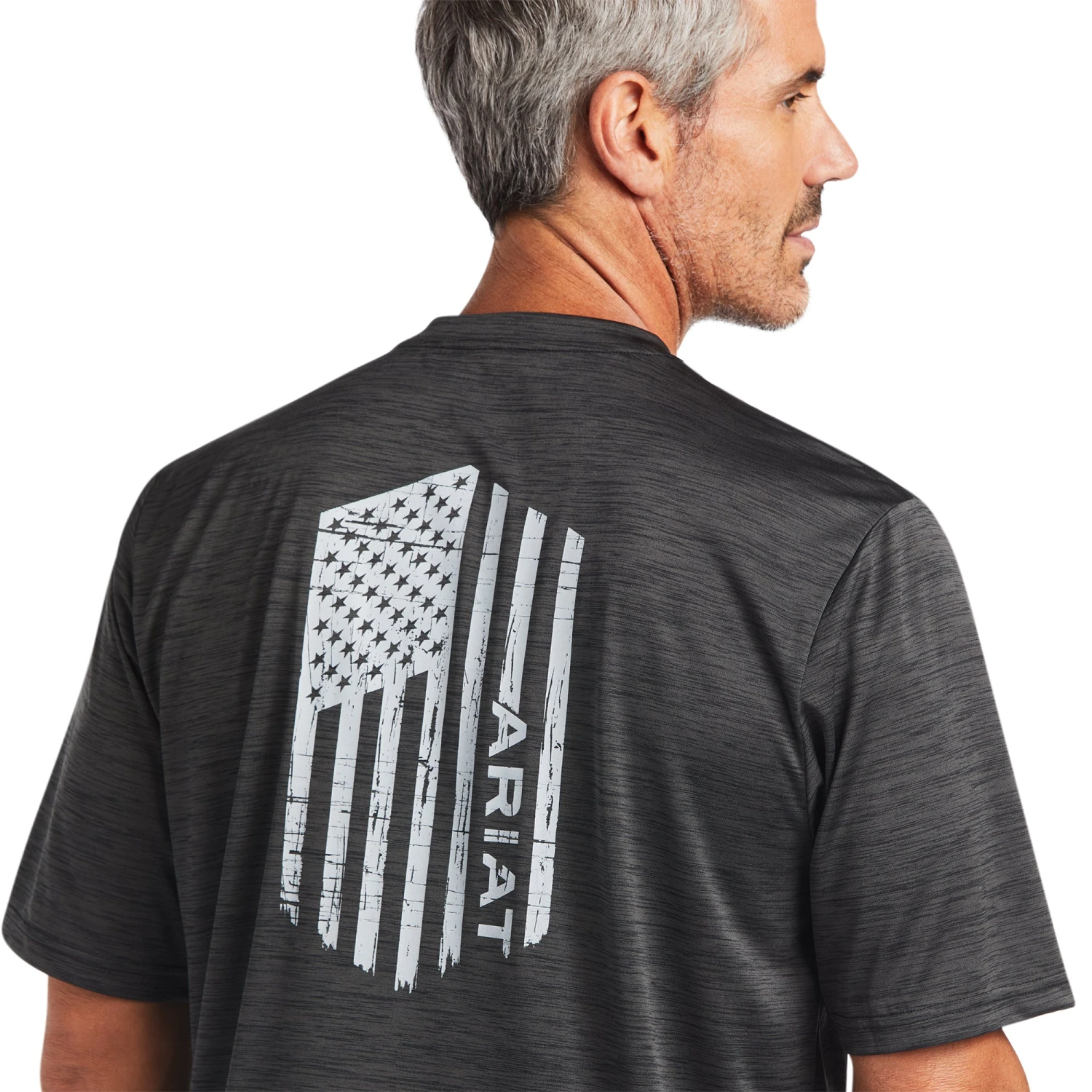 Ariat® Men's Charger Vertical Flag Charcoal Short Sleeve Tee 10039553 5 Ariat® Men's Charger Vertical Flag Charcoal Short Sleeve Tee 10039553 - Image 3