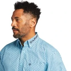 Ariat Men's Team Stellan Classic Riviera Blue Button Down Shirt 10039694 -Ariat S22 MNS WEST 10039694 detail02