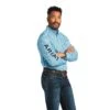 Ariat Men's Team Stellan Classic Riviera Blue Button Down Shirt 10039694 -Ariat S22 MNS WEST 10039694 front