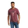 Ariat® Men's Steer Skull USA Burgundy Heather T-Shirt 10040868 -Ariat S22 MNS WEST 10040868 front
