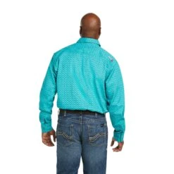 Ariat® Men's FR Lopez Snap Aruba Blue Work Shirt 10035549 -Ariat S22 MNS WORK 10035549 back