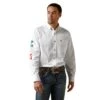 Ariat Men's Team Logo Mexico White Button Down Shirt 10040911 -Ariat S23 MNS WEST 10040911 front