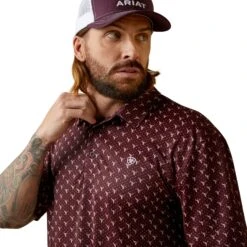 Ariat® Men's Bull Skull Print All Over Malbec Polo Shirt 10043335 -Ariat S23 MNS WEST 10043335 detail01