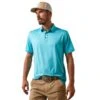 Ariat® Men's Charger 2.0 Fitted Peacock Blue Polo Shirt 10043341 -Ariat S23 MNS WEST 10043341 front