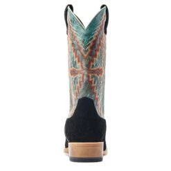Ariat® Men's Futurity Showman Black Roughout & Roaring Turquoise Western Boots 10044498 -Ariat S23 MNS WEST 10044498 heel
