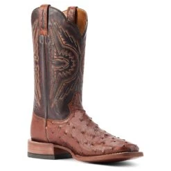 Ariat Men's Broncy Cinnamon Full QuillDark Auburn Western Boots 10044576 -Ariat S23 MNS WEST 10044576 medial