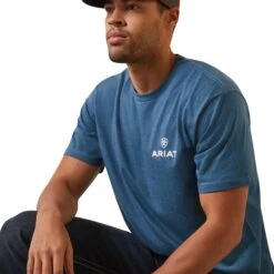 Ariat® Men's Land Of The Free Steel Blue Heather T-Shirt 10044765 -Ariat S23 MNS WEST 10044765 detail01