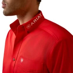 Ariat® Men's Team Logo Poppy Red Twill Button Down Shirt 10044942 -Ariat S23 MNS WEST 10044942 detail01