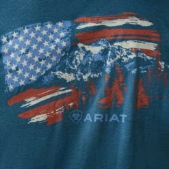 Ariat® Men's Steel Blue Mountain Flag Graphic T-Shirt 10045279 -Ariat S23 MNS WEST 10045279 detail02