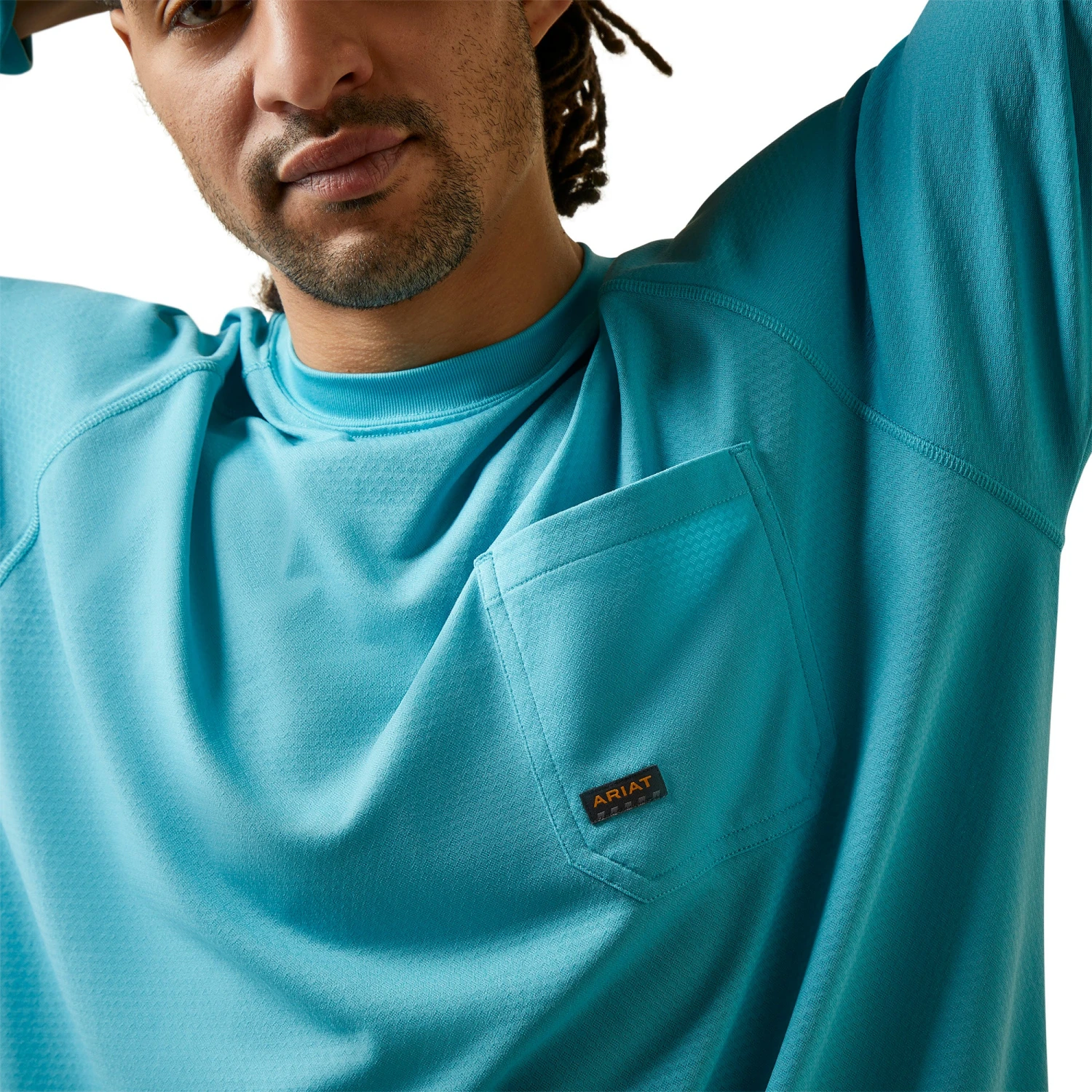 Ariat® Men's Rebar Heat Fighter Maui Blue T-Shirt 10043542 6 Ariat® Men's Rebar Heat Fighter Maui Blue T-Shirt 10043542 - Image 4